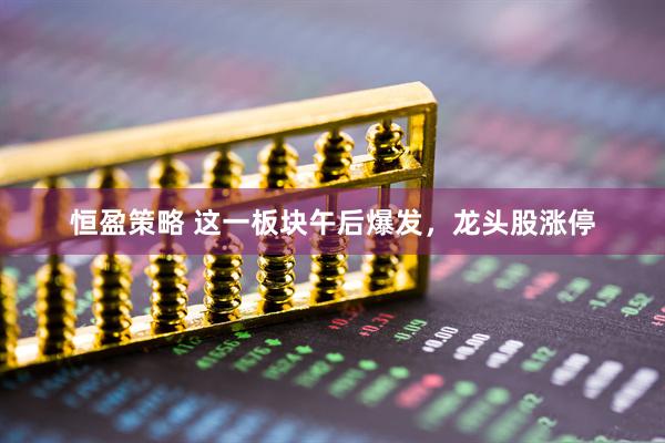 恒盈策略 这一板块午后爆发，龙头股涨停