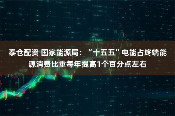 泰仓配资 国家能源局：“十五五”电能占终端能源消费比重每年提高1个百分点左右
