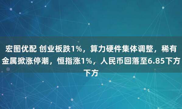 宏图优配 创业板跌1%，算力硬件集体调整，稀有金属掀涨停潮，恒指涨1%，人民币回落至6.85下方